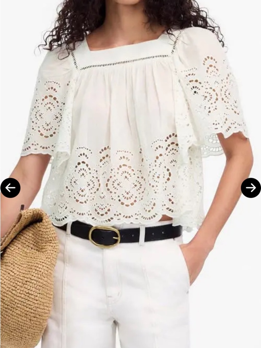 Madewell eyelet flutter sleeve top. Size xs